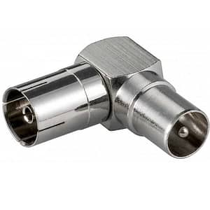 Adaptor coaxial mama - coaxial tata 90 grade metal Goobay