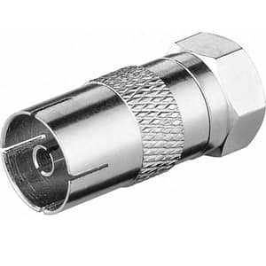 Adaptor coaxial TV mama - F tata din cupru Goobay