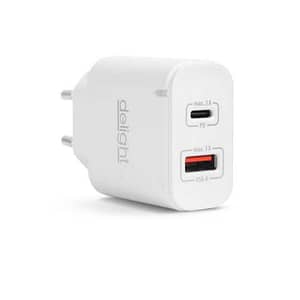 Adaptor de retea - QC3.0 USB + USB Type C PD 20W cu incarcare rapida alb Delight 55047WH