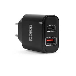 Adaptor de retea USB QC3.0 + USB Type C PD 20W cu incarcare rapida negru Delight 55047BK