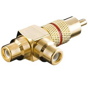 Adaptor RCA Y tata la 2x mama inel rosu versiune aurita Goobay