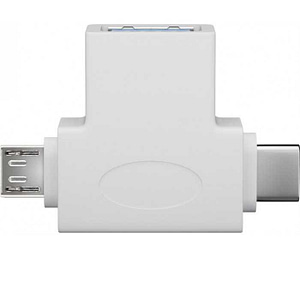 Adaptor USB 3.0 A mama la tata micro USB +USB Type C tata alb Goobay