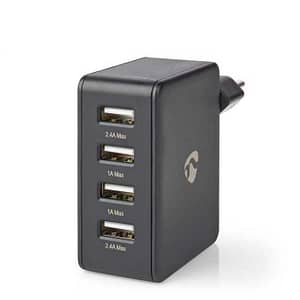 Alimentator incarcator 220V - USB 24W 2x2.4A 2x1A negru NEDIS