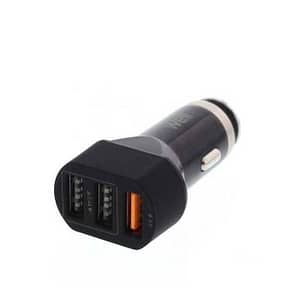 Alimentator USB bricheta auto Quick Charge 3 iesiri 28W negru Well