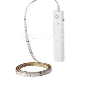 Banda LED 2835 2.4W 1m 4000K cu senzor de miscare si alimentare baterii 4x AAA V-TAC