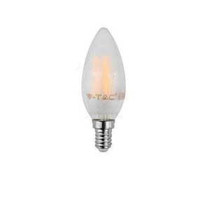 Bec cu filament LED E14 4W 6400K alb rece sticla mata V-TAC