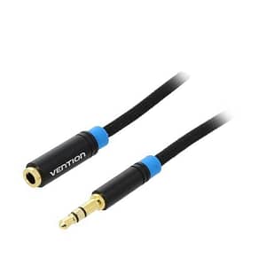 Cablu 0.5m Jack 3.5 mm 3pin mama - Jack 3.5 mm 3pin tata negru VENTION VAB-B06-B050-M