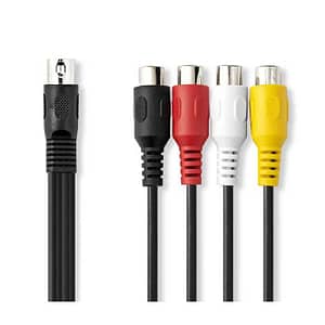 Cablu adaptor audio DIN 5pin tata - 4x RCA mama 0.2m negru Nedis CAGL20450BK02
