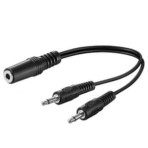 Cablu adaptor Jack 3.5 mm audio Y 1x STEREO mama la 2x MONO tata 0.2m negru 50472 Goobay
