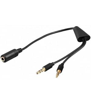 Cablu adaptor Jack 4 pini 3.5 mm mama la 2x 3.5 mm tata 20cm sau 40cm Goobay