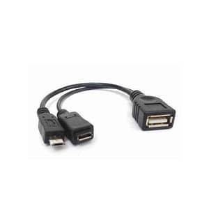 Cablu adaptor OTG cu alimentare micro USB mama+tata