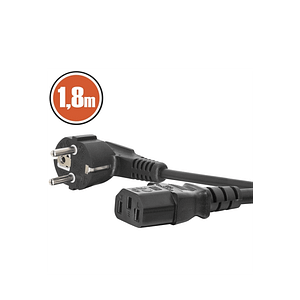 Cablu alimentare 1.8m Stecher tip CEE 7/7 dreptunghiular - soclu IEC C13 3x0.75mm dublu izolat 16A/250V