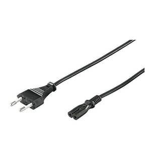 Cablu alimentare 1m Euro tata la 2 pini mama negru H03VVH2-F2G 0.75mm 2.5A 250V