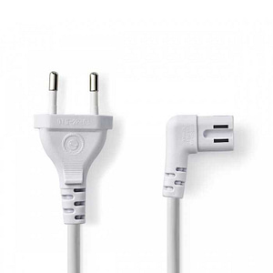 Cablu alimentare Euro tata - 2 Pini IEC-320-C7 cotit 3m alb Nedis