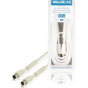 Cablu antena coaxial 100dB coaxial tata - coaxial mama 5m alb Valueline