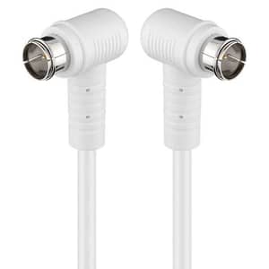 Cablu antena SAT 90 grade 80dB dublu ecranat 1.5m F tata rapida 90 - F tata rapida 90 complet ecranate alb Goobay 67341