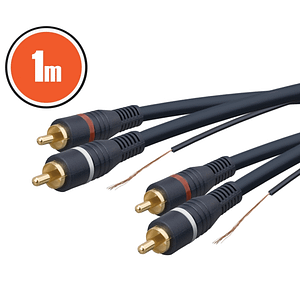 Cablu audio 2x RCA - 2x RCA 1m dublu ecranat cu fir remote