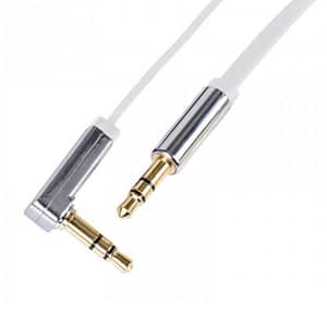 Cablu audio auxiliar 1m JACK 3.5 mm tata-tata la 90 grade alb Emos