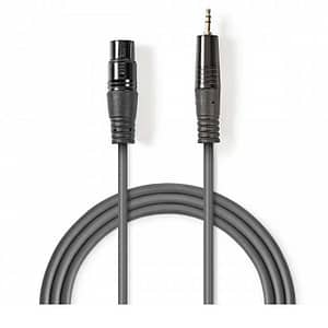 Cablu Audio Balansat XLR 3 Pini mama - Jack 3.5 mm tata stereo 1m Gri NEDIS