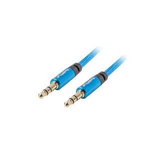 Cablu audio Jack 3.5 mm tata-tata albastru panzat 1m Lanberg