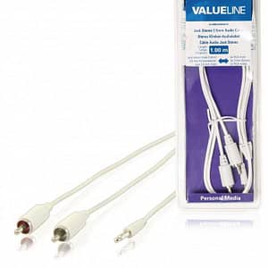 Cablu audio jack stereo 3.5 mm tata - 2x RCA tata 1m alb Valueline