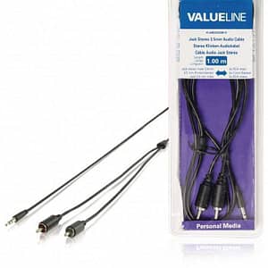 Cablu audio jack stereo 3.5 mm tata - 2x RCA tata 1m negru Valueline