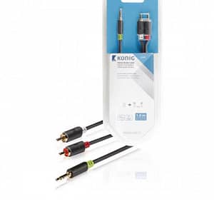 Cablu audio Jack stereo 3.5 mm tata - tata 1m gri Konig