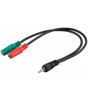 Cablu audio stereo Jack 3.5 mm 4 pini tata la 2x 3.5 mm 3 pini mama 0.3m Goobay