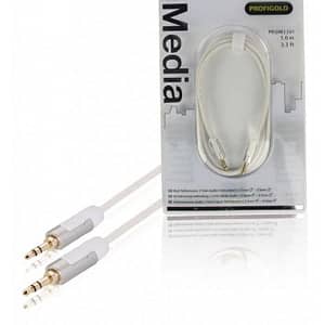 Cablu audio stereo Jack 3.5 mm tata - 3.5 mm tata 1m OFC alb Profigold