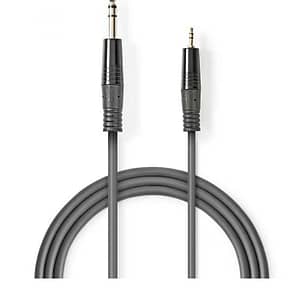Cablu audio stereo Jack 6.35 mm Tata - 3.5 mm Tata 1.5m gri Nedis