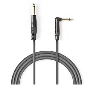 Cablu audio stereo Jack 6.35 mm tata - 6.35 mm tata cotit 3m gri Nedis