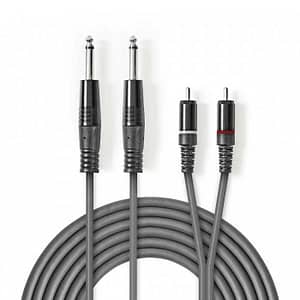 Cablu audio stereo Nedis Jack 2x 6.35 mm tata - 2x RCA tata 3m gri