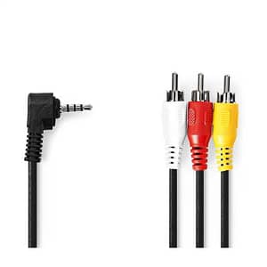 Cablu audio-video Jack 3.5 mm tata - 3x RCA tata 2m negru Nedis CVGP22400BK20