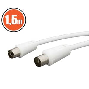 Cablu COAXIAL tata - COAXIAL mama 1.5m alb 20112