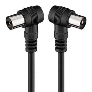 Cablu coaxial tata-mama 1.5m negru conectorI cotitI Goobay
