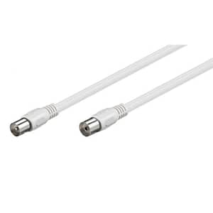 Cablu COAXIAL TV antena 2m mama-tata 75 ohm clasa A 85DB Dublu ecranat CCS alb 66614 Goobay