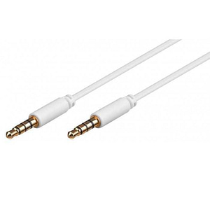 Cablu conector slim aurit Jack 4 pini 3.5 mm tata - 3.5 mm tata 1m alb cupru 4 contacte Goobay