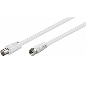 Cablu conexiune antena/ Satelit 1.5m F tata - Coaxial tata alb Goobay