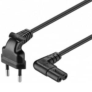 Cablu de alimentare 90 grade EURO 2 pini TV cu conectori cotiti CEE 7/16 - IEC-60320-C7 1m Goobay