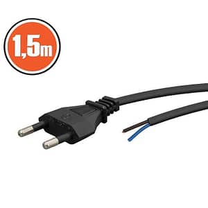 Cablu de alimentare cu stecher EURO de asamblare montabil 1.5m 2x0.5mm2 dublu izolat cu fire libere