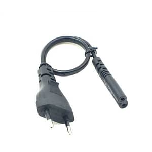 Cablu de alimentare EURO tata - tip 2 pini mama 20cm drept 2x0.75mm2 2.5A 250V negru