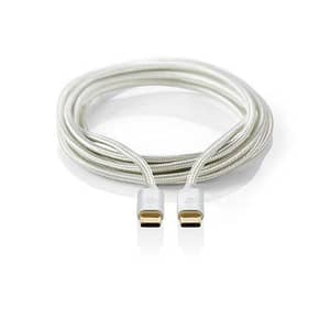 Cablu de alimentare si sincronizare USB type C 2.0 tata-tata 5A 100W aurit 2m argintiu Nedis