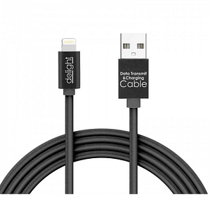 Cablu de date iPhone lightning 1m negru cu iluminare LED rosu delight