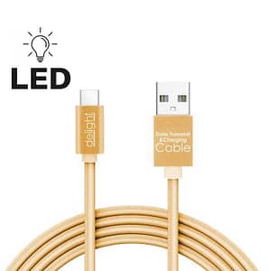 Cablu de date si incarcare USB Type C cu lumina LED auriu 1m Delight