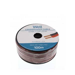 Cablu difuzor rosu/negru 2x0.35mm CCA Well LSP-CCA0.35BR-100-WL