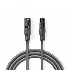 Cablu digital DMX 110 Ohm XLR 3 Pini tata - XLR 3 Pini mama 15m gri Nedis