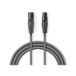 Cablu digital DMX 110 ohmi XLR 3-pini tata - XLR 3-pini mama 3m gri Nedis