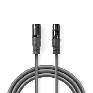Cablu Digital DMX Premium Nedis XLR 3-pini tata - XLR 3-pini mama 110Ohm 1m gri COTH15012GY10