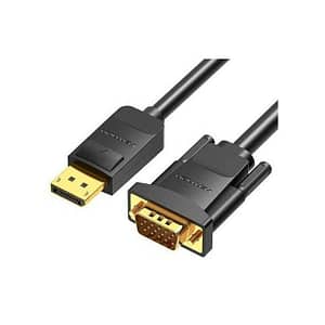 Cablu DisplayPort mufa tata - VGA D-Sub 15pin HD mufa tata 1080P 60Hz 1.5m negru 30AWG VENTION HBLBG