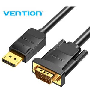 Cablu DisplayPort - VGA 2m 1080P 60Hz 30AWG aurit negru VENTION HBLBH